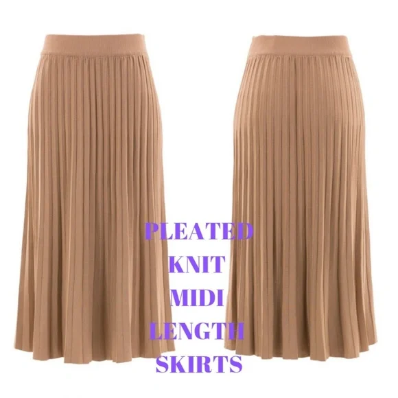 PLEATED KNIT MIDI LENGTH SKIRTS - Picture 1 of 3